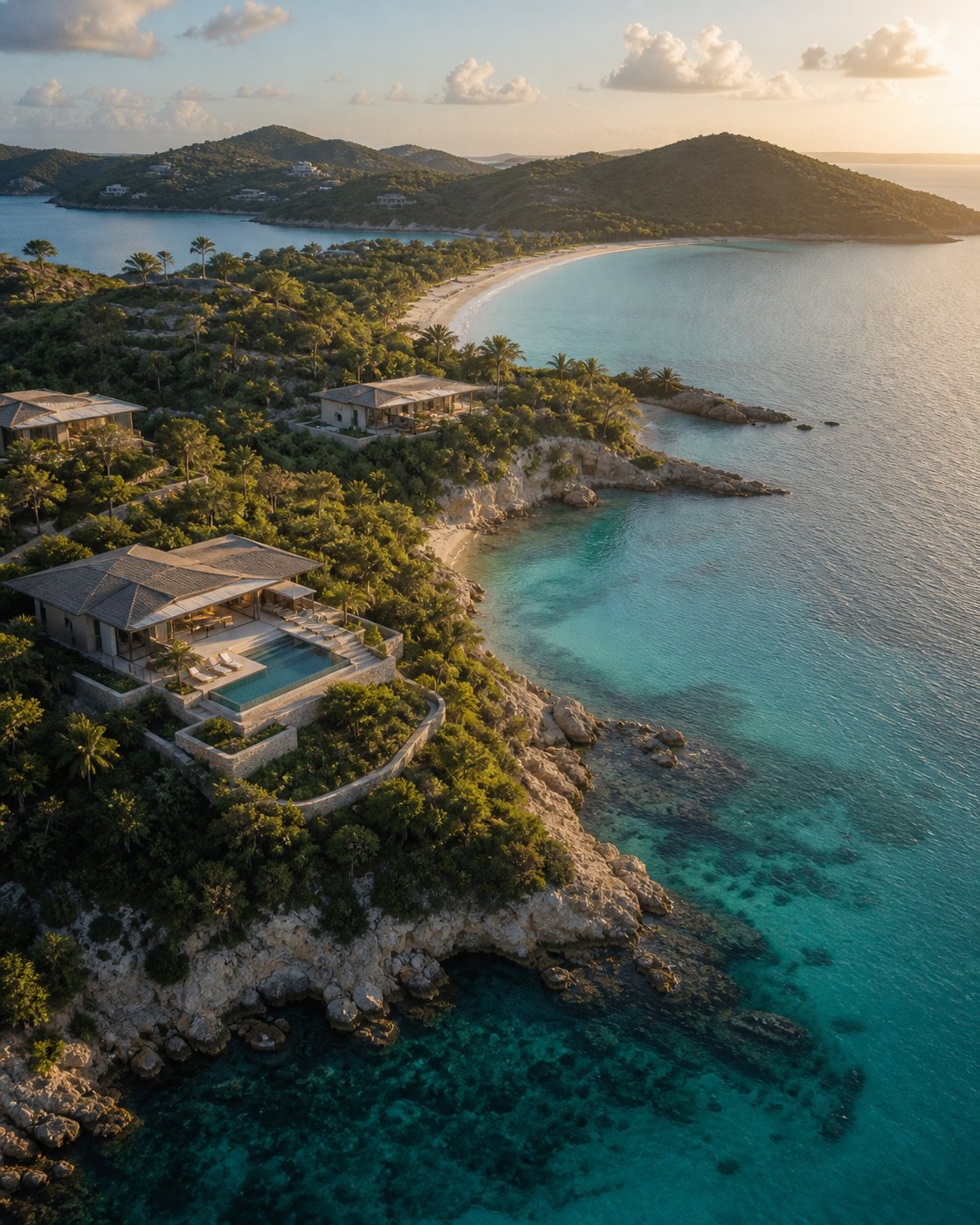Coastal villas integrated into an Antiguan headland