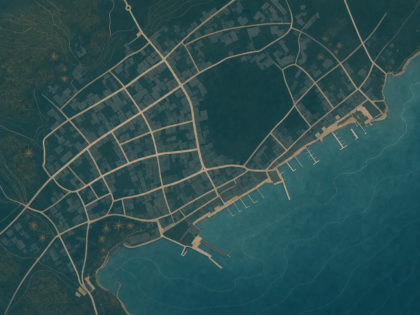 Illustrated map of central St. John's and the harbour
